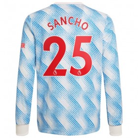 Jalkapallo Pelipaidat Manchester United Jadon Sancho 25 Vieraspaita 2021-2022 Pitkähihainen